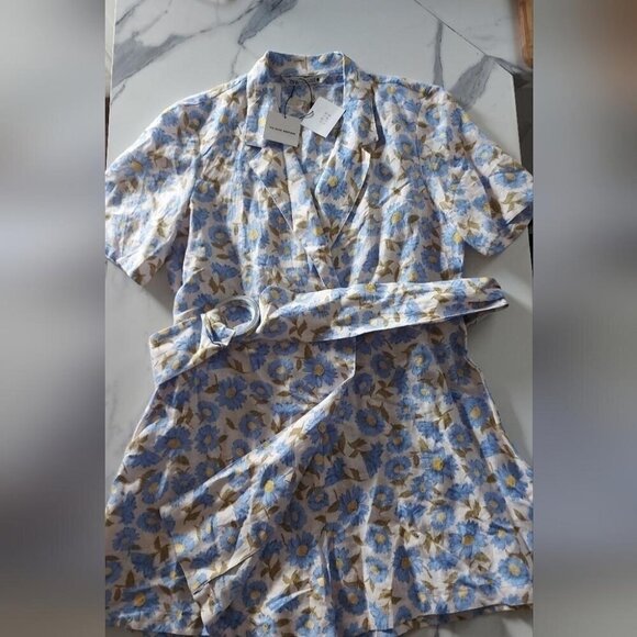 Zara NWT Wrap Romper | Linen Blend Floral Print | Preppy Summer XL - Picture 4 of 16